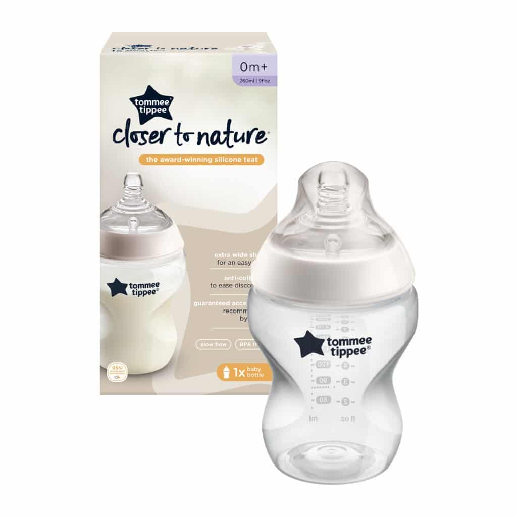 Tomme tippee Closer to nature bottle with silicon teat 260ml 0m+ 2pack plain colour