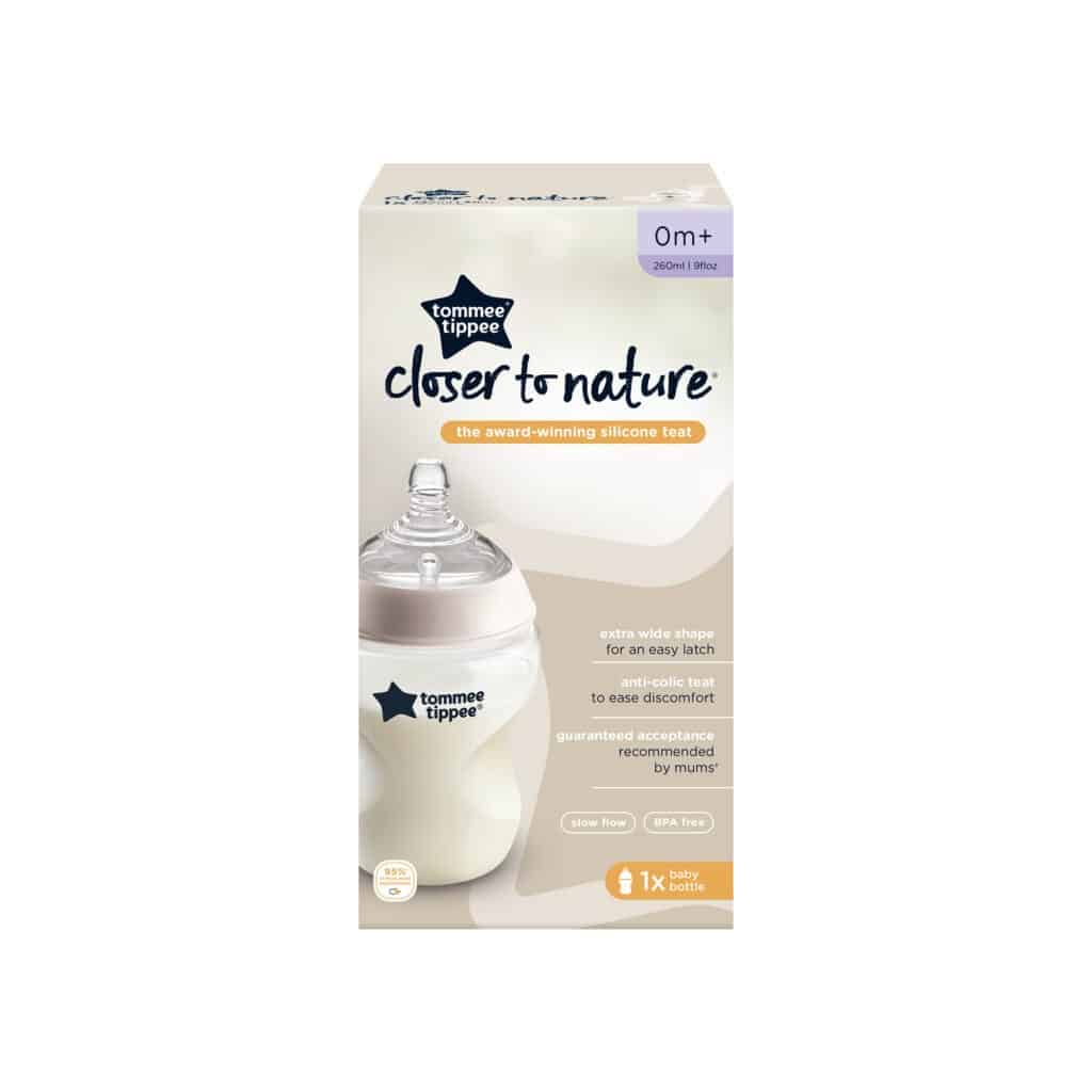 Tomme tippee Closer to nature bottle with silicon teat 260ml 0m+ 2pack plain colour