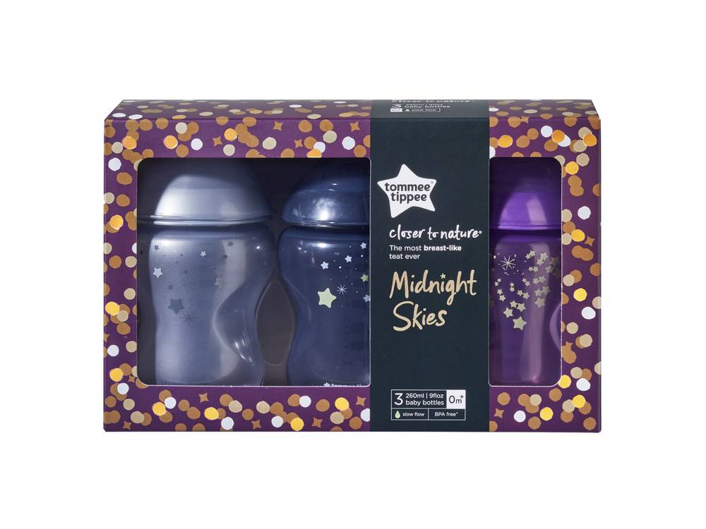 Tomme tippee Closer to nature bottle with silicon teat 260ml 0m+ 2pack plain colour