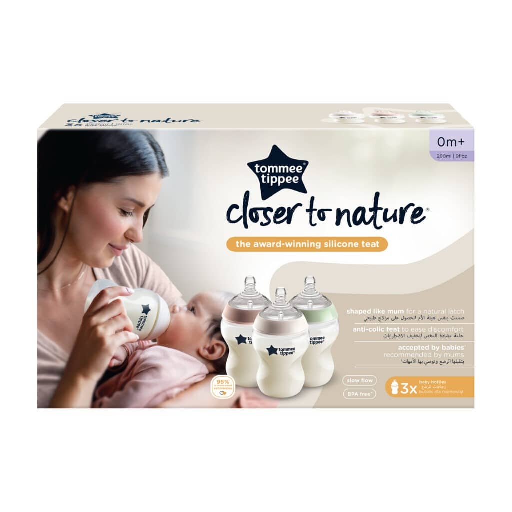 Tomme tippee Closer to nature bottle with silicon teat 260ml 0m+ 2pack plain colour