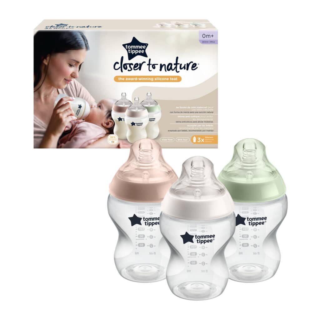 Tomme tippee Closer to nature bottle with silicon teat 260ml 0m+ 2pack plain colour