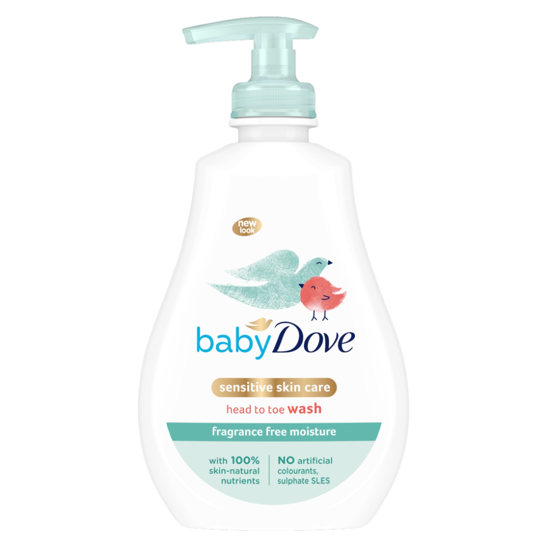 Baby dove sensitive skincare head to toe wash fragrance free moisture 200ml