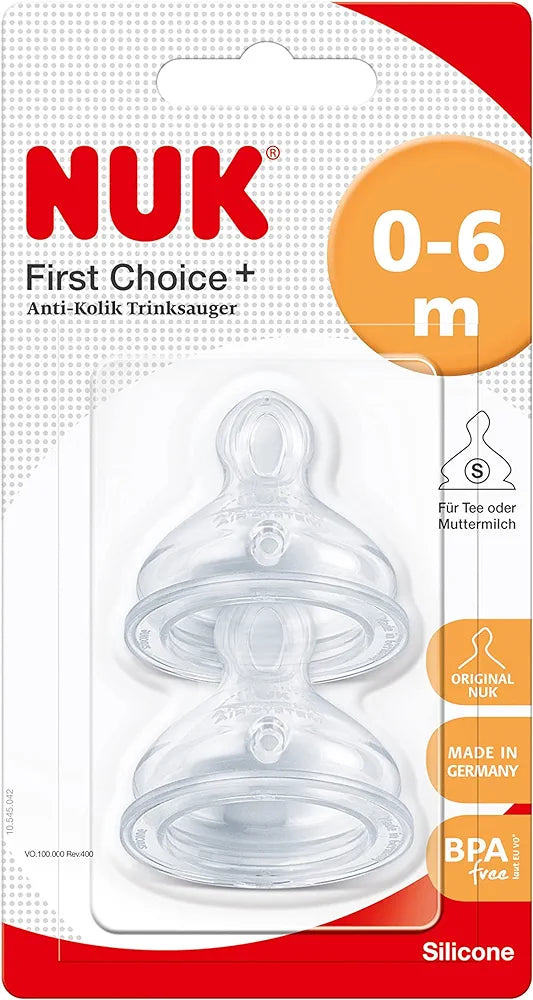 NUK first choice 0-6m no colic breastmilk teat 2pck